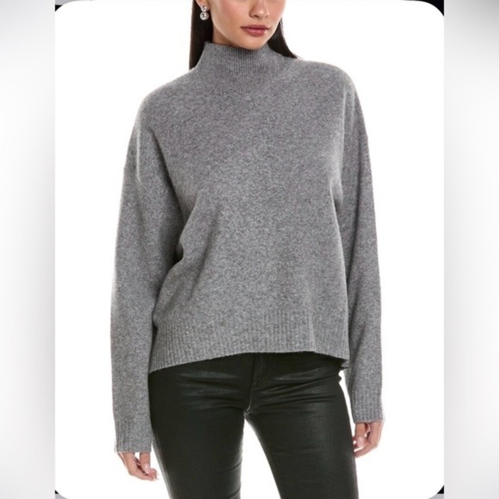 All Saints | Asha Wool-Blend Jumper in Grey Marl - Oversized Mock Neck Sweater